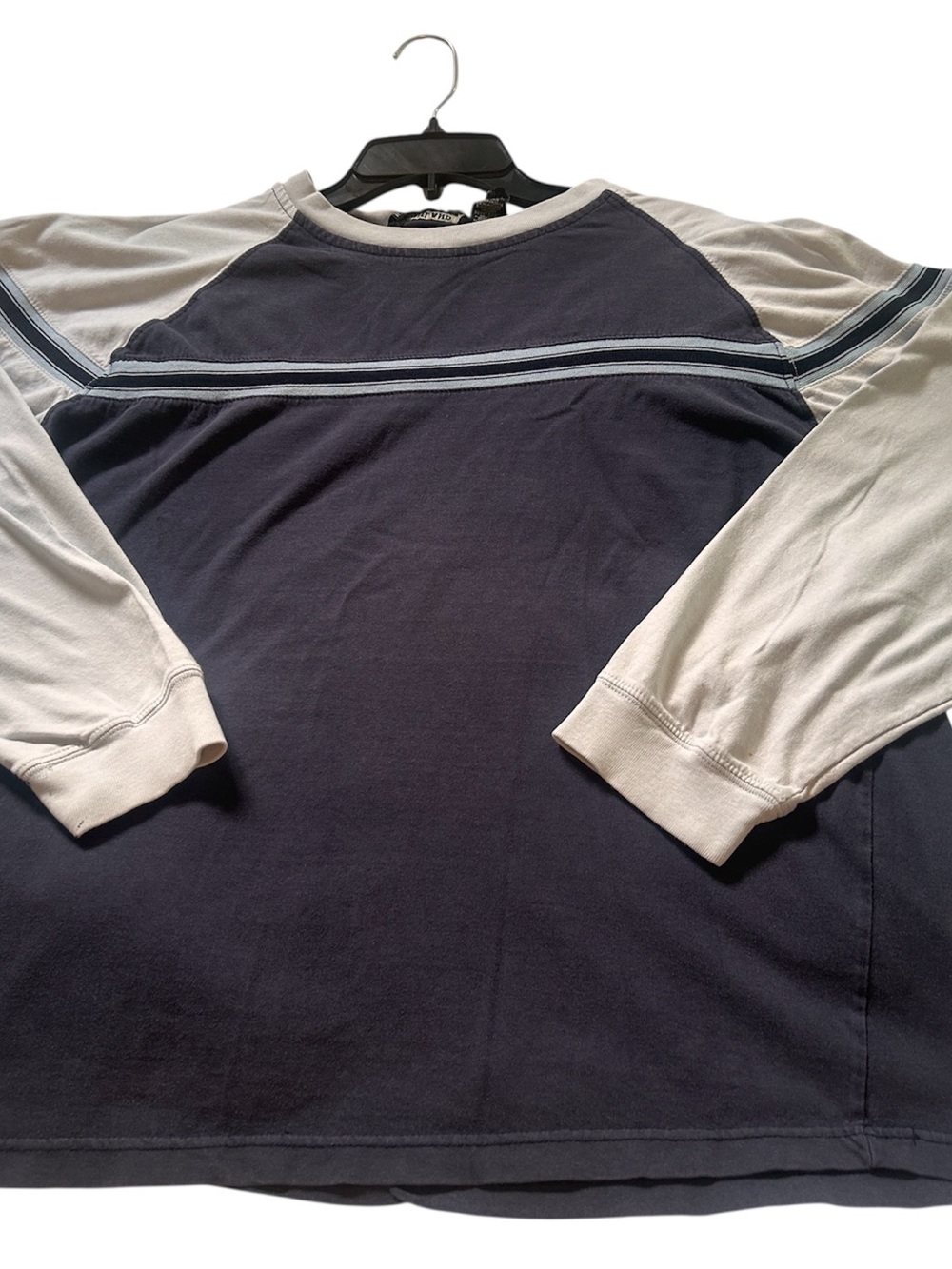 Long Sleeve Colorblock Raglan Tee - Navy and Off-White